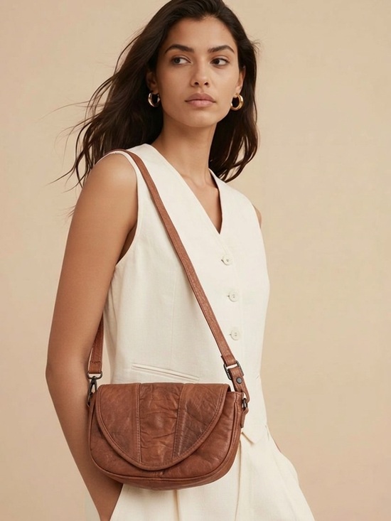 Source Unknown Handbags - Turkish Tan Leather Crossbody Bag